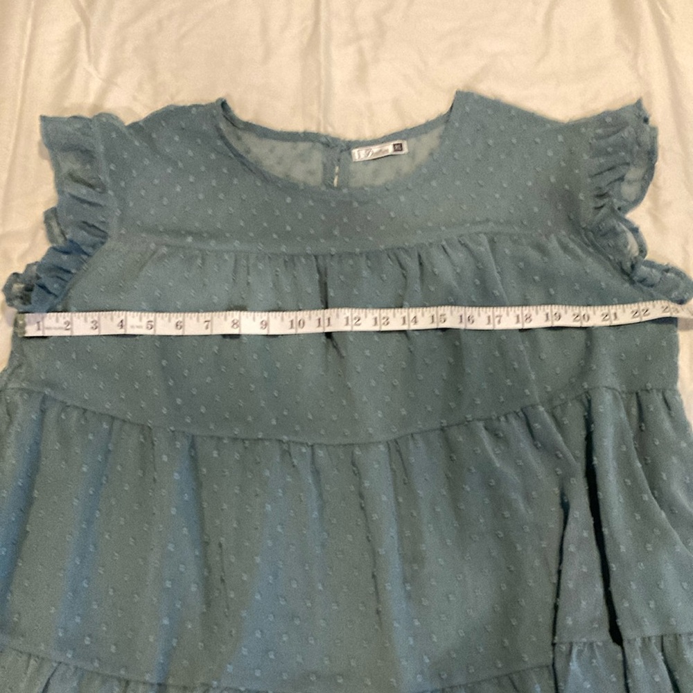 Sage green Ruffled Women's Blouse-XL - Picture 2 of 6